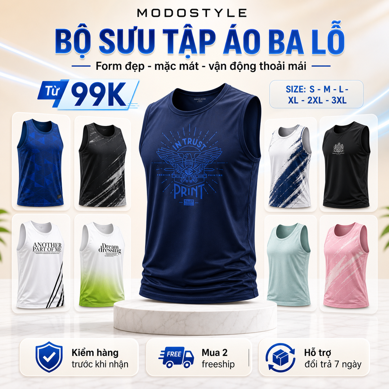 Banner áo ba lỗ MODOVN thun lạnh thể thao mẫu nổi bật