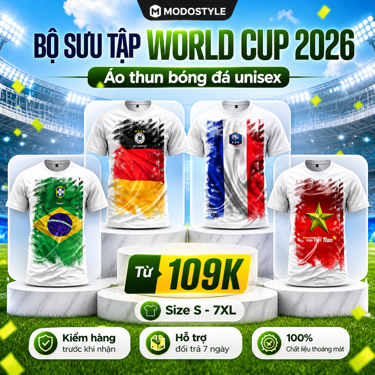 Banner áo thun World Cup 2026 MODOVN mẫu chính